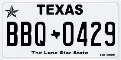 TX license plate BBQ0429