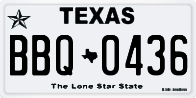 TX license plate BBQ0436