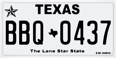 TX license plate BBQ0437