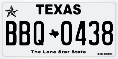 TX license plate BBQ0438