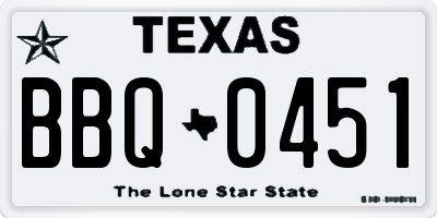 TX license plate BBQ0451