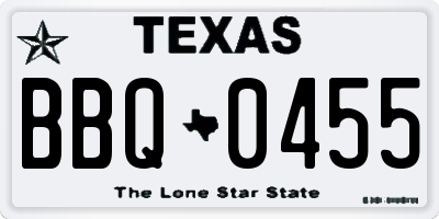 TX license plate BBQ0455