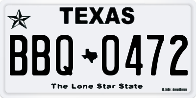 TX license plate BBQ0472
