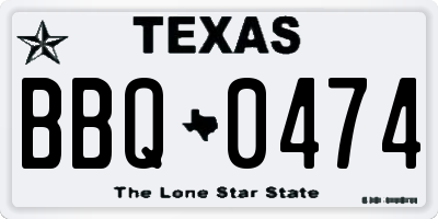 TX license plate BBQ0474