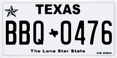 TX license plate BBQ0476