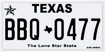 TX license plate BBQ0477