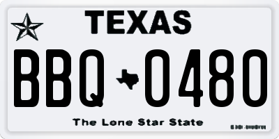 TX license plate BBQ0480