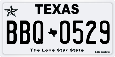 TX license plate BBQ0529