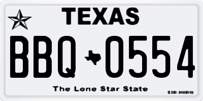TX license plate BBQ0554