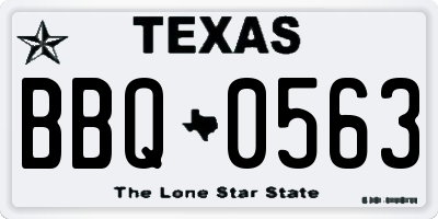 TX license plate BBQ0563