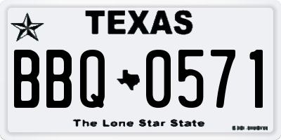TX license plate BBQ0571