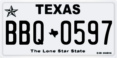 TX license plate BBQ0597