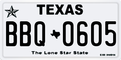 TX license plate BBQ0605