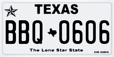 TX license plate BBQ0606