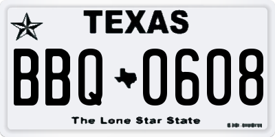 TX license plate BBQ0608