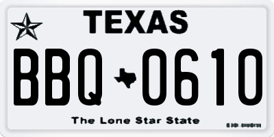 TX license plate BBQ0610