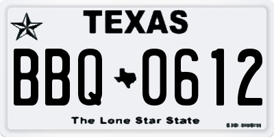 TX license plate BBQ0612