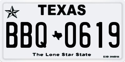 TX license plate BBQ0619