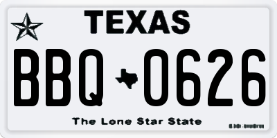 TX license plate BBQ0626