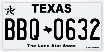 TX license plate BBQ0632