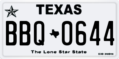 TX license plate BBQ0644