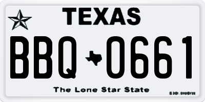 TX license plate BBQ0661