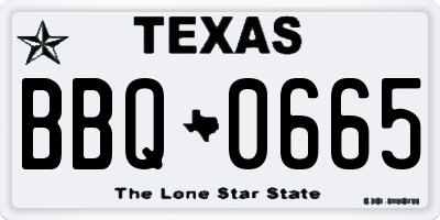 TX license plate BBQ0665