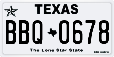 TX license plate BBQ0678