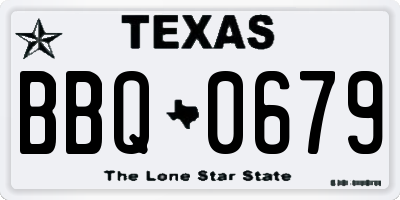 TX license plate BBQ0679