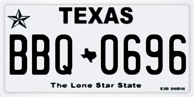 TX license plate BBQ0696