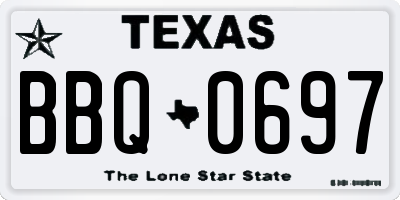TX license plate BBQ0697