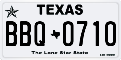 TX license plate BBQ0710