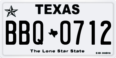 TX license plate BBQ0712