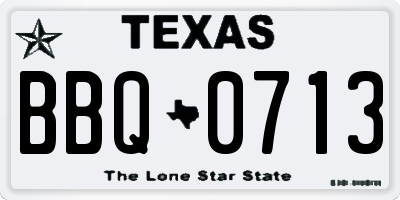 TX license plate BBQ0713