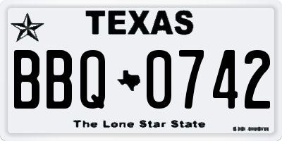TX license plate BBQ0742