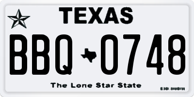 TX license plate BBQ0748