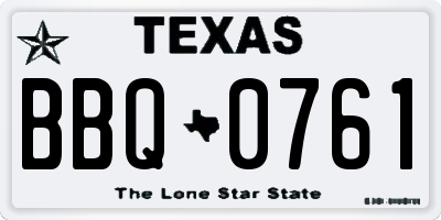 TX license plate BBQ0761