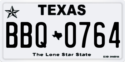 TX license plate BBQ0764