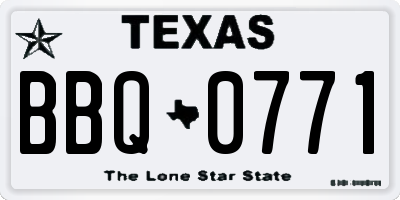 TX license plate BBQ0771