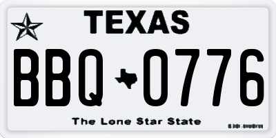 TX license plate BBQ0776