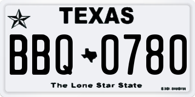 TX license plate BBQ0780