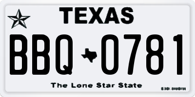 TX license plate BBQ0781