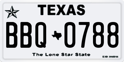 TX license plate BBQ0788