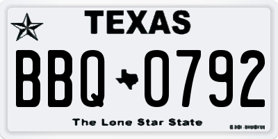 TX license plate BBQ0792