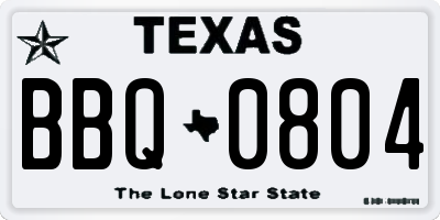TX license plate BBQ0804