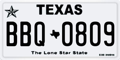 TX license plate BBQ0809