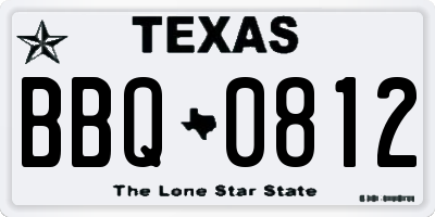 TX license plate BBQ0812