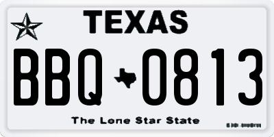 TX license plate BBQ0813