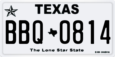 TX license plate BBQ0814
