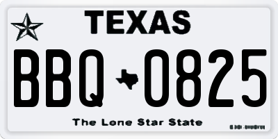TX license plate BBQ0825